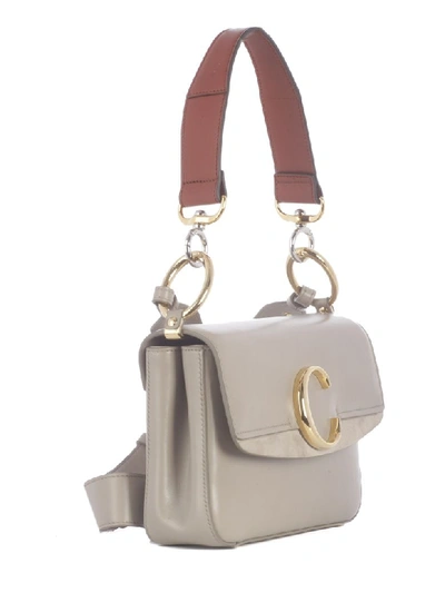 Shop Chloé C-embellished Shoulder Bag In W Motty Grey