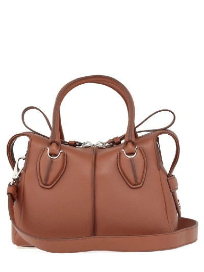 Shop Tod's Leather Shoulder Bag In Cuoio Scuro