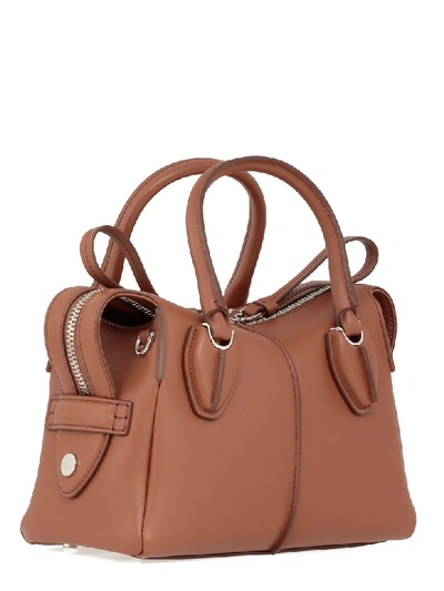 Shop Tod's Leather Shoulder Bag In Cuoio Scuro