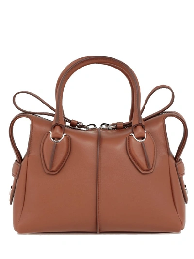 Shop Tod's Leather Shoulder Bag In Cuoio Scuro