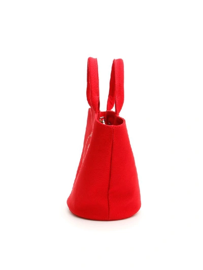 Shop Prada Logo Hemp Shopping Bag In Rosso (red)