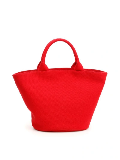 Shop Prada Logo Hemp Shopping Bag In Rosso (red)
