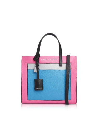 Shop Marc Jacobs Grainy Leather The Mini Grind Colorblocked Tote Bag In Bright Pink
