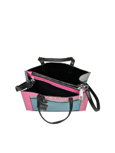 Shop Marc Jacobs Grainy Leather The Mini Grind Colorblocked Tote Bag In Bright Pink