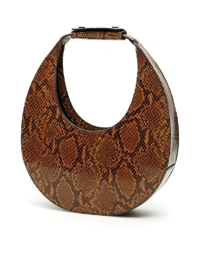 Shop Staud Python-print Moon Bag In Caramel Faux Snake (brown)