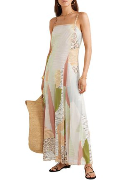 Shop Missoni Patchwork-effect Crochet-knit Maxi Dress In Off-white