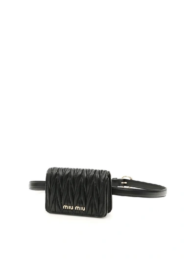 Shop Miu Miu Matelasse Mini Beltbag In Nero (black)