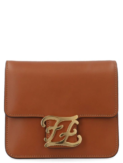 Shop Fendi Karligraphy Bag In Brown