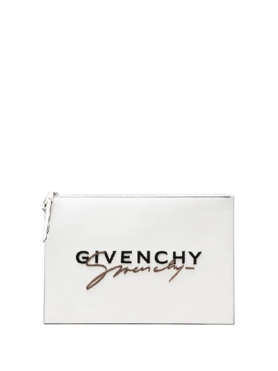Shop Givenchy Embroidered Pouch In White
