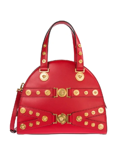 Shop Versace Tribute Handbags In Rosso - Nero - Oro