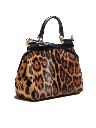 Shop Dolce & Gabbana Sicily Leopard Print Ponyskin And Leather Bag In Leo+leo