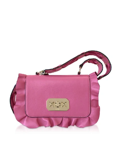 Shop Red Valentino Pink Sunrise Leather Rock Ruffle Crossbody Bag In Fuchsia