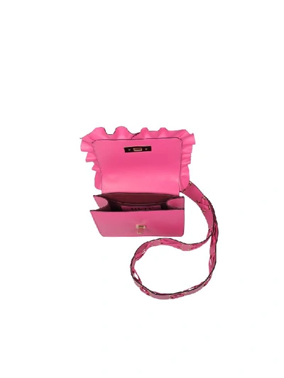 Shop Red Valentino Pink Sunrise Leather Rock Ruffle Crossbody Bag In Fuchsia