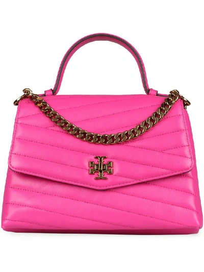 Shop Tory Burch Kira Quilted Leather Handbag In Fuchsia