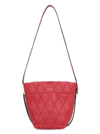Shop Givenchy Quilted Leather Gv Bucket Bag In Red