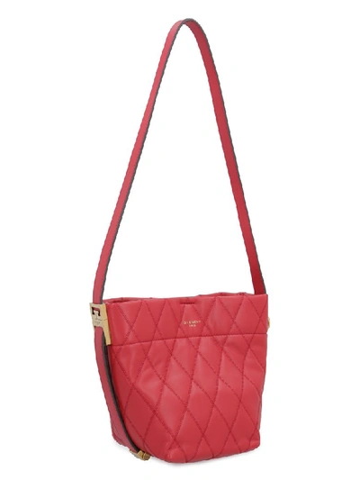 Shop Givenchy Quilted Leather Gv Bucket Bag In Red
