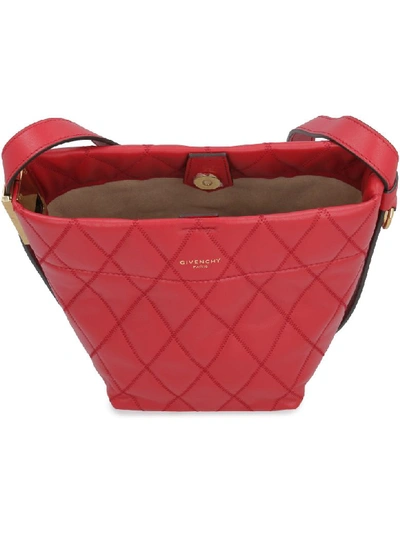 Shop Givenchy Quilted Leather Gv Bucket Bag In Red