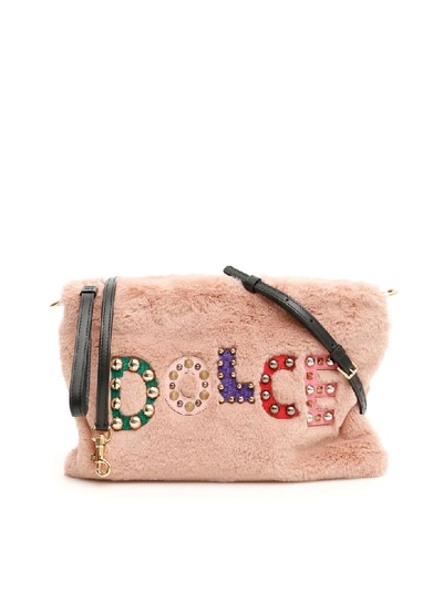 Shop Dolce & Gabbana Cleo Clutch With Logo In Rosa Cipria (pink)