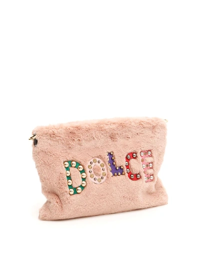 Shop Dolce & Gabbana Cleo Clutch With Logo In Rosa Cipria (pink)