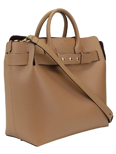 Shop Burberry Belt Hand Bag In Light Camel