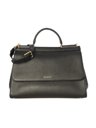 Shop Dolce & Gabbana Tote Sicily Bag/borsa A Mano Bottalato Velour In Black