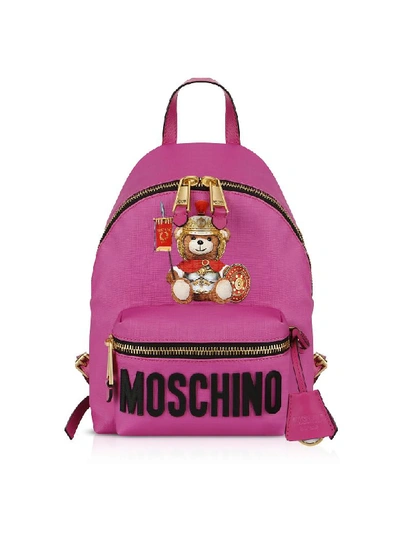 Shop Moschino Teddy Bear Nylon Backpack In Fuchsia