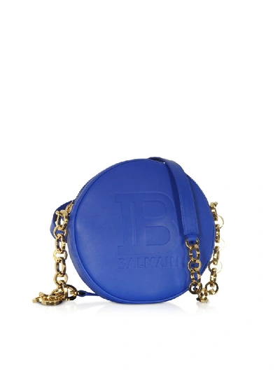 Shop Balmain Mini Disco Shoulder Bag In Electric Blue