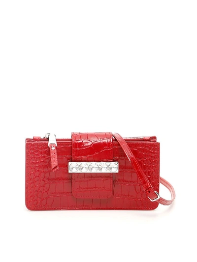 Shop Miu Miu Crystal Mini Bag In Fuoco (red)