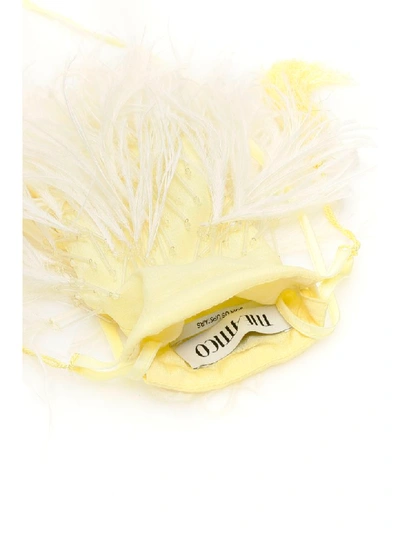 Shop Attico Feathers And Beads Mini Bag In Pale Yellow (yellow)
