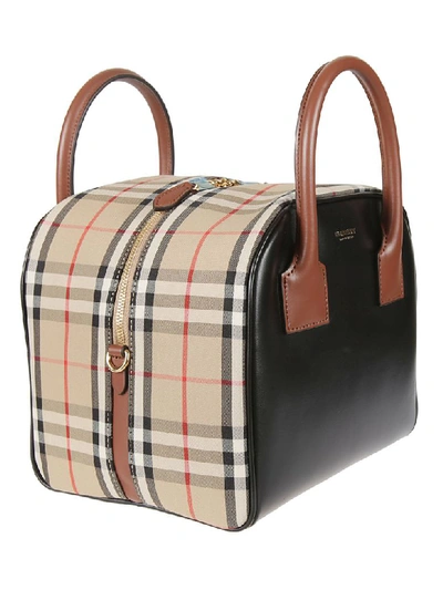 Shop Burberry Checked Tote In Archive Beige