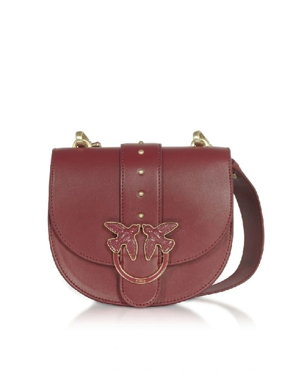 Shop Pinko Round Love Crossbody Bag In Dark Red