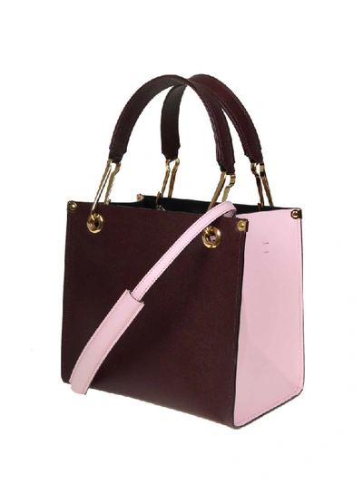 Shop Marni Leather Hand Bag In Wine