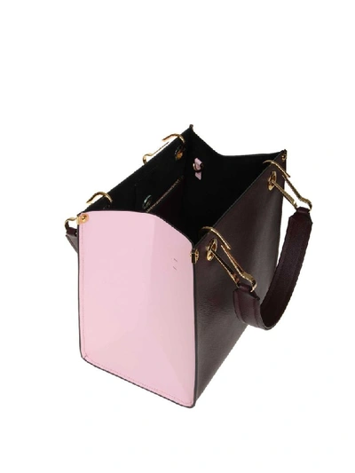 Shop Marni Leather Hand Bag In Wine