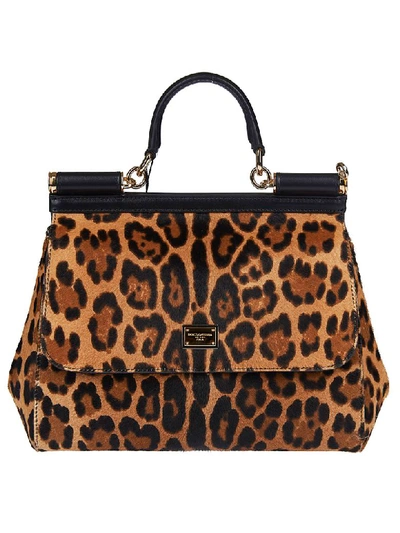 Shop Dolce & Gabbana Logo Plaque Tote In Leopard