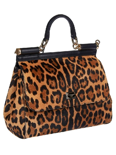 Shop Dolce & Gabbana Logo Plaque Tote In Leopard