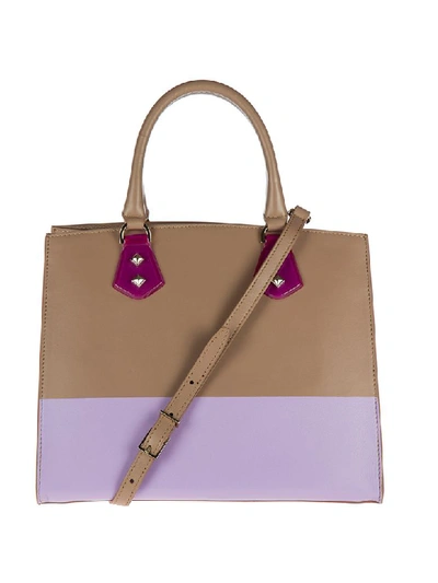 Shop Patrizia Pepe Jazz O Triple Handbags In Noisette / Lilac