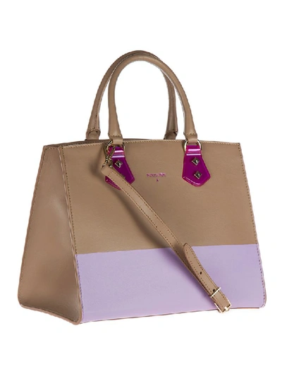 Shop Patrizia Pepe Jazz O Triple Handbags In Noisette / Lilac