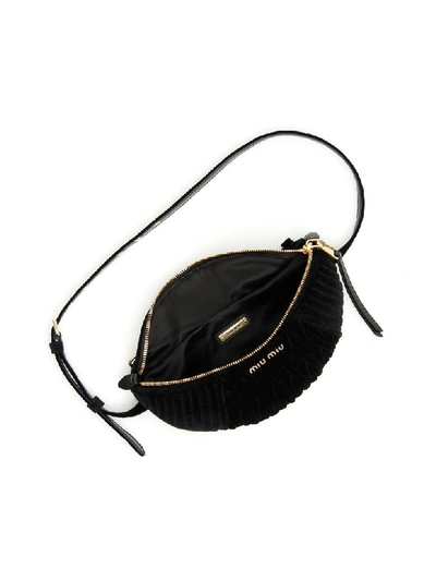 Shop Miu Miu Matelassé Velvet Beltbag In Nero (black)