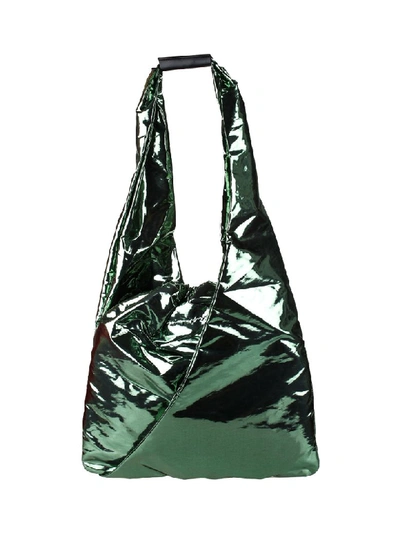 Shop Mm6 Maison Margiela Japanese Bucket Bag In Metallic Green