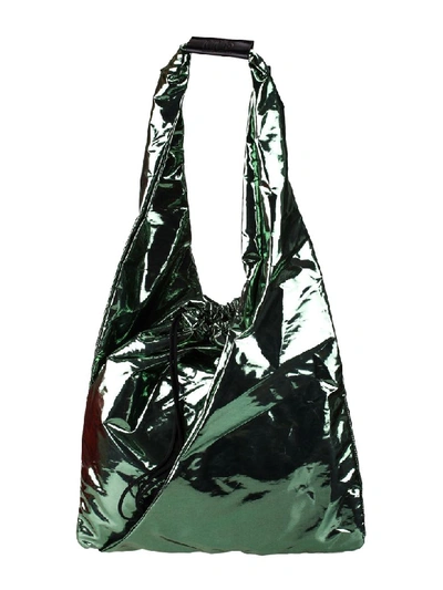 Shop Mm6 Maison Margiela Japanese Bucket Bag In Metallic Green