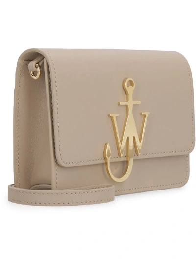 Shop Jw Anderson Anchor Logo Leather Crossbody Bag In Beige