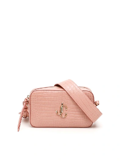 Shop Jimmy Choo Monogram Varenne Camera Bag In Blush (pink)