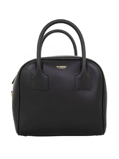 Shop Burberry Small Leather Cube Bag In Black
