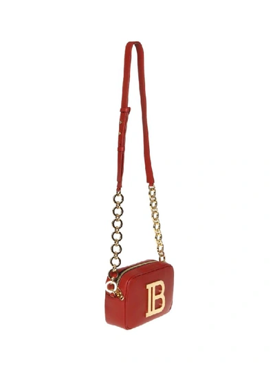 Shop Balmain Shoulder Bag B-room Case In Bordeaux Leather