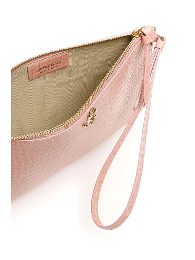 Shop Jimmy Choo Fara Monogram Pouch In Blush (pink)