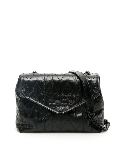 Shop Miu Miu Quilted Shine Calfskin Bag In Nero (black)