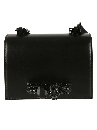 Shop Alexander Mcqueen Small Jeweled Shoulder Bag In Black