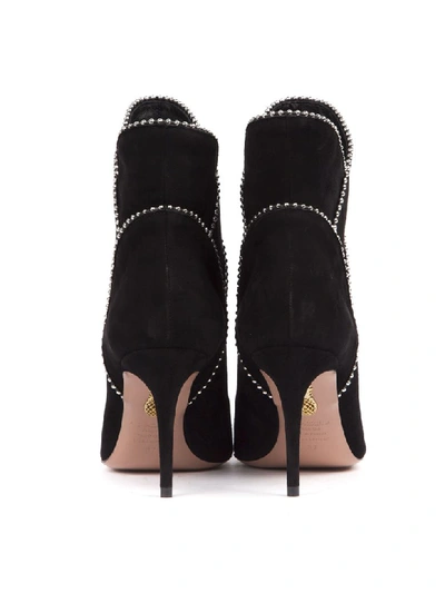 Shop Aquazzura Black Suede Ankle Boots With Studs