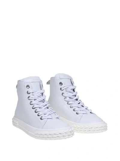 Shop Giuseppe Zanotti Boots Sneakers Blabber Leather White Color