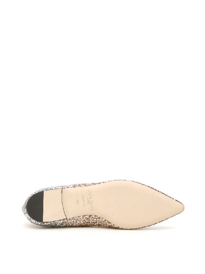 Shop Jimmy Choo Gradient Glitter Romy Flats In Rose Goldgoldsilver (gold)